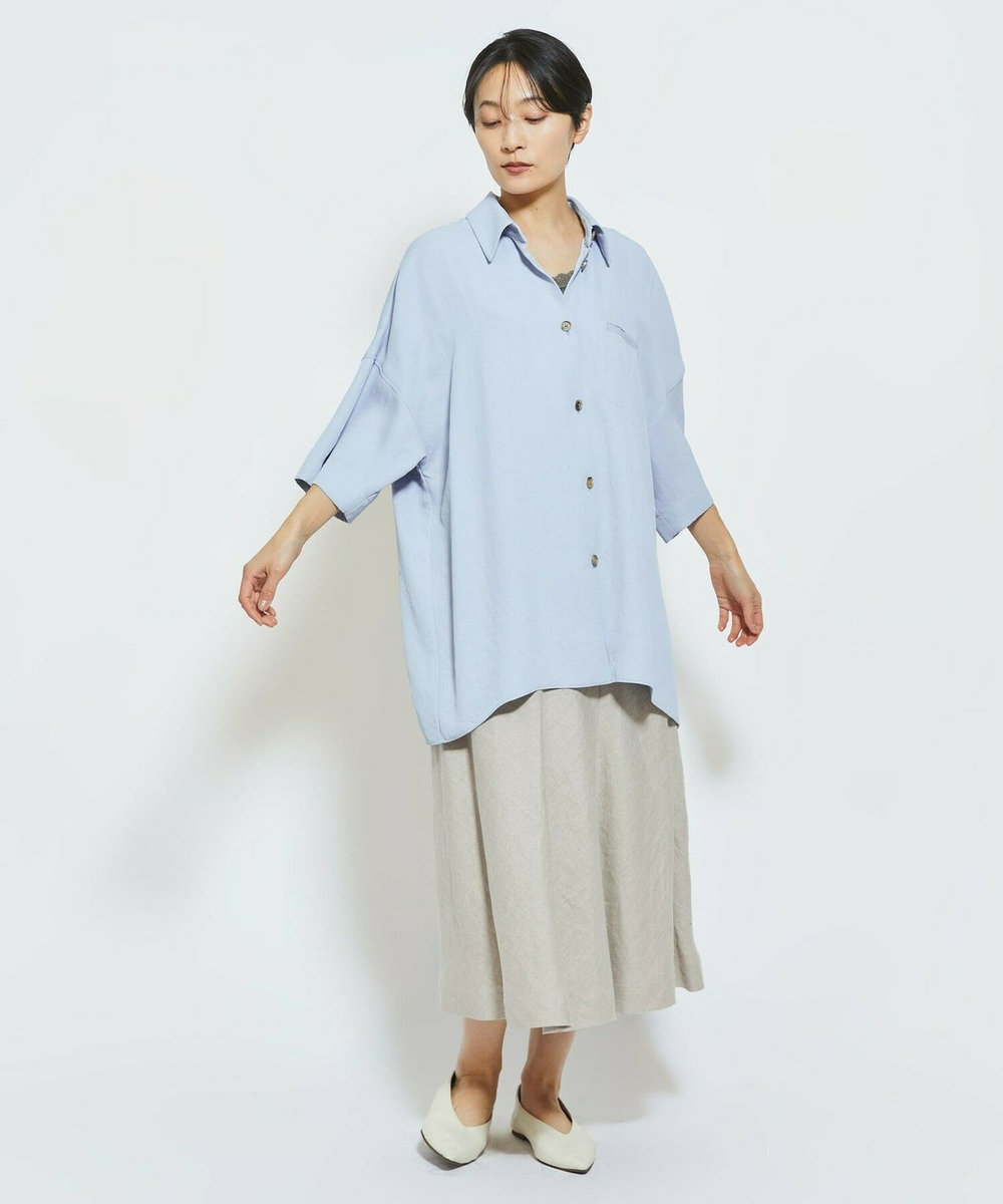MOGA Collection MOGA Collection アセテートギャバシャツブルゾン サックスブルー