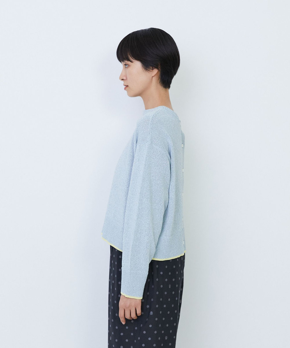 LOISIR 【2WAY】エステル和紙撚り杢天竺カーディガン ブルー系その他