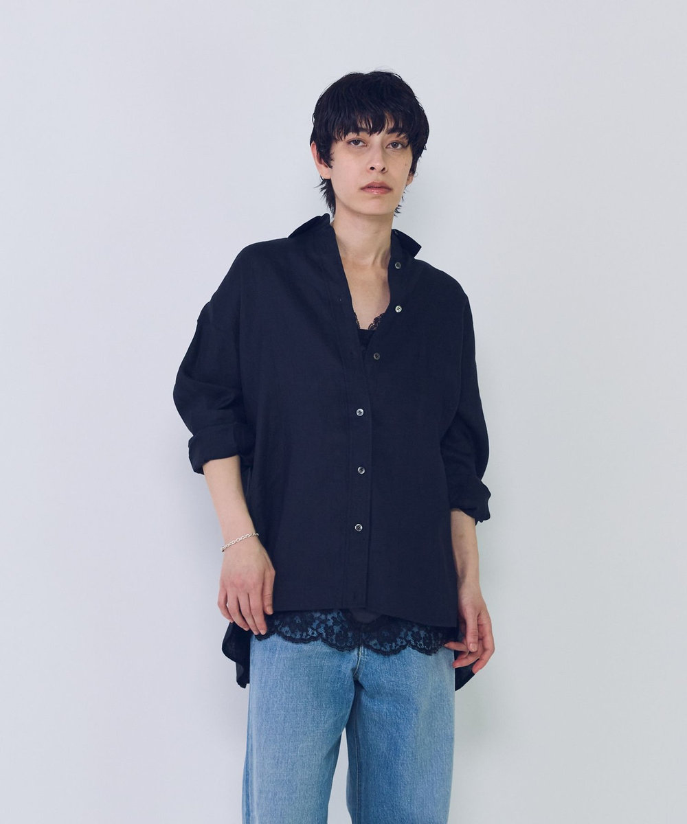 1er Arrondissement 【リニューアル】ウォッシュリネンシャツ ブラック