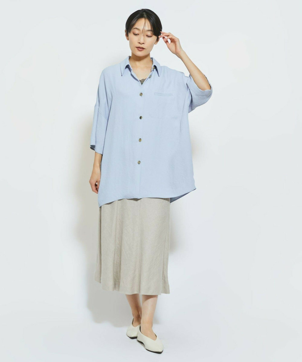MOGA Collection MOGA Collection アセテートギャバシャツブルゾン サックスブルー