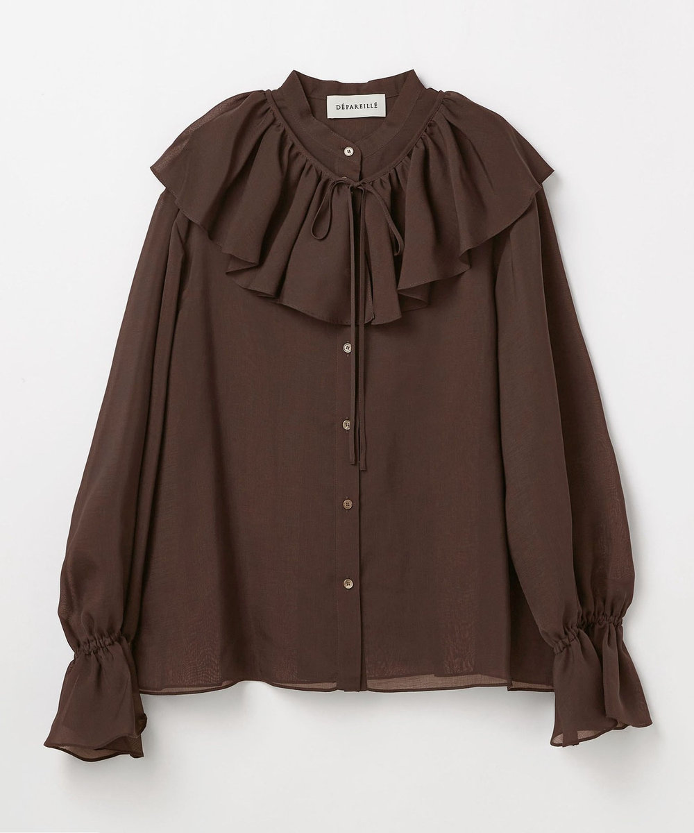 DÉPAREILLÉ ORGANDY RUFFLE BLOUSE / オーガンジーラッフルブラウス ブラウン