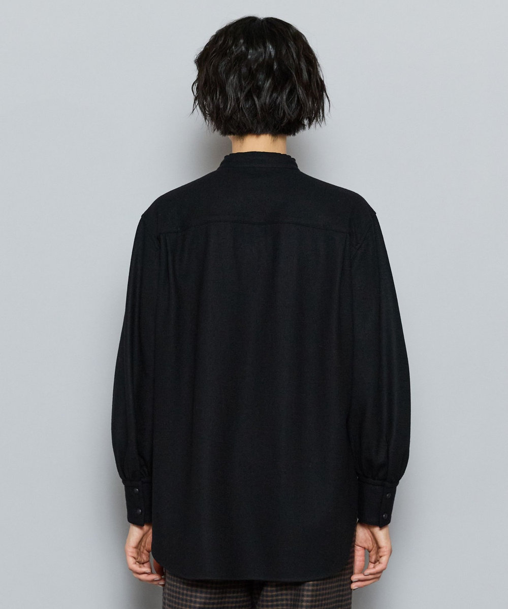 L'EQUIPE GREEN ミルドウールロングシャツ ブラック