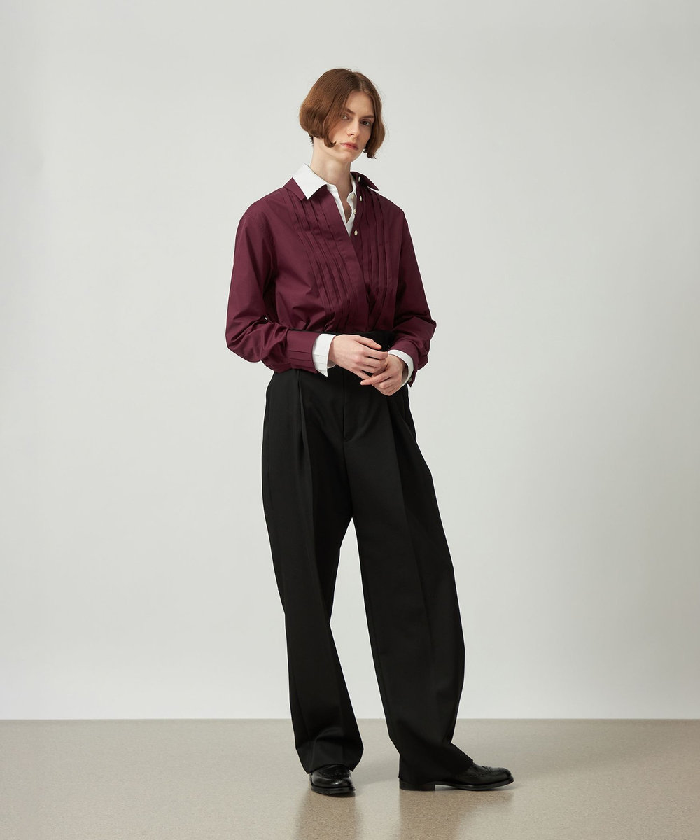 DÉPAREILLÉ POLY COTTON TUCK SHIRT / ポリコットンタックシャツ ボルドー