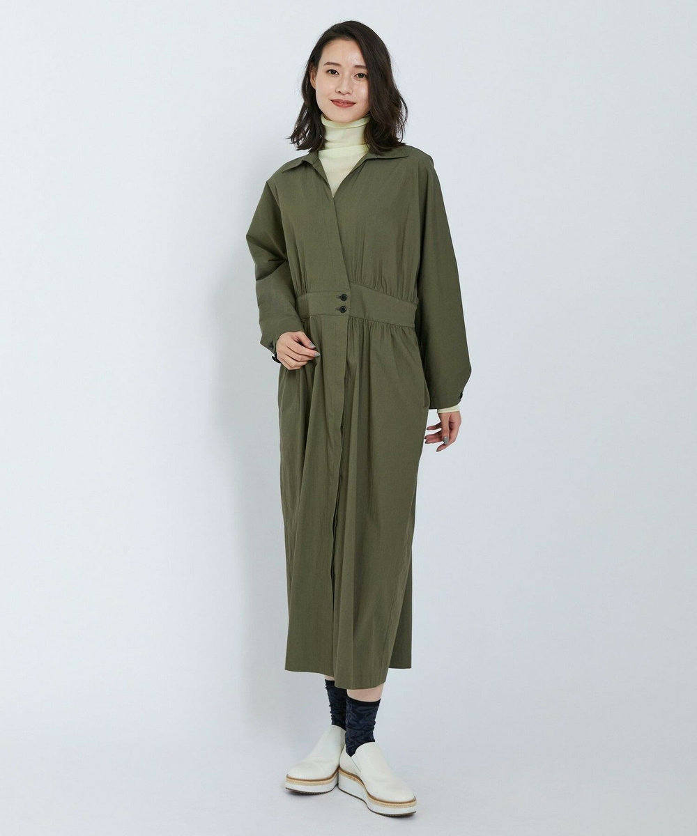 L'EQUIPE ビンテージコットンナイロンワンピース カーキ