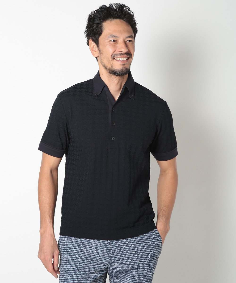 MEN'S BIGI 【ACTIVE TAILOR】リンクスジャカードポロシャツ ネイビー