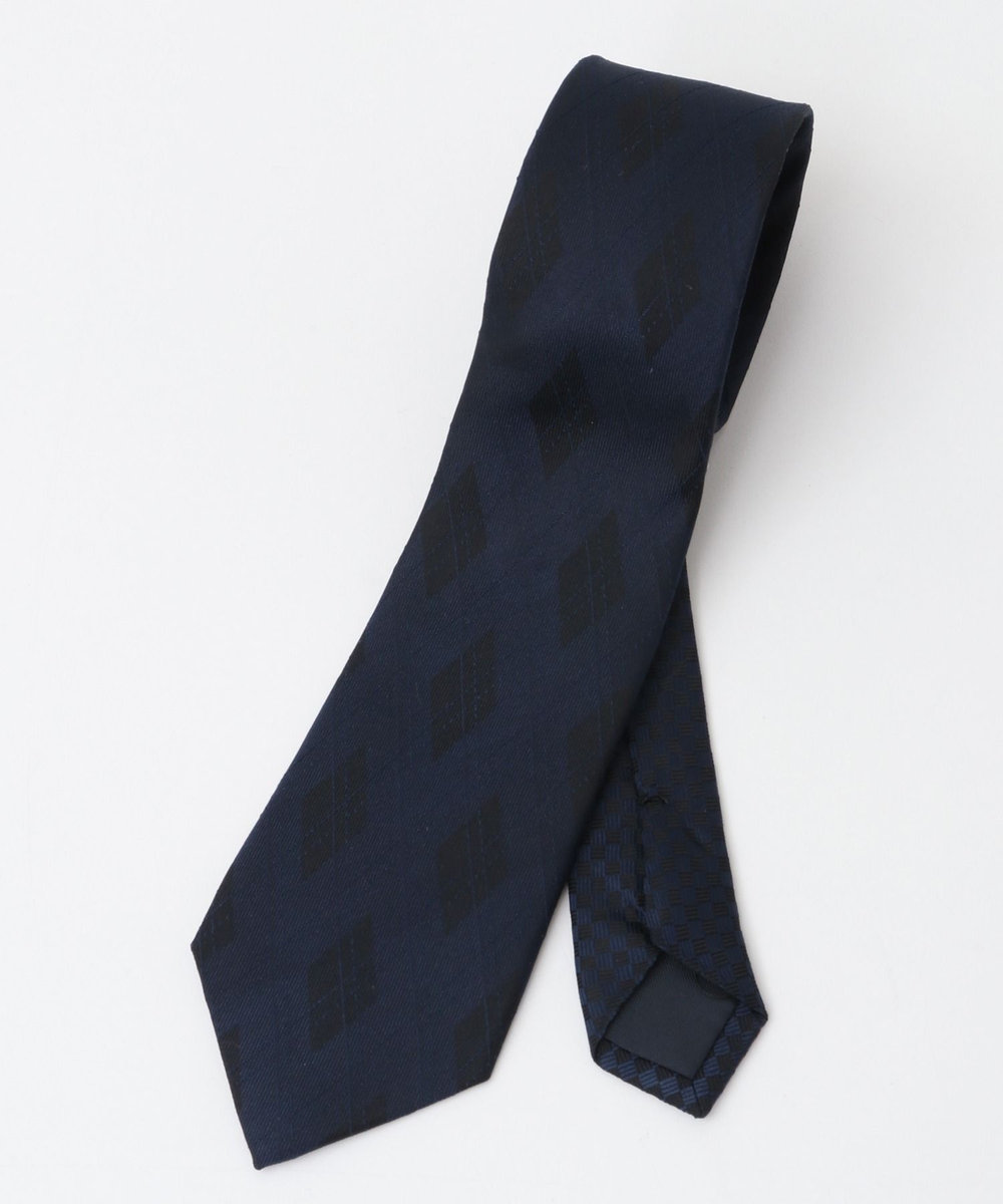 MEN'S BIGI アーガイル柄シルクネクタイ ネイビー