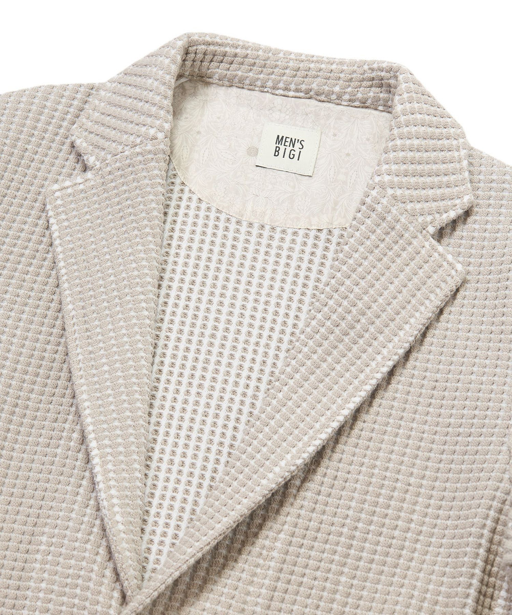 MEN'S BIGI オニワッフル 2Bライトジャケット ベージュ