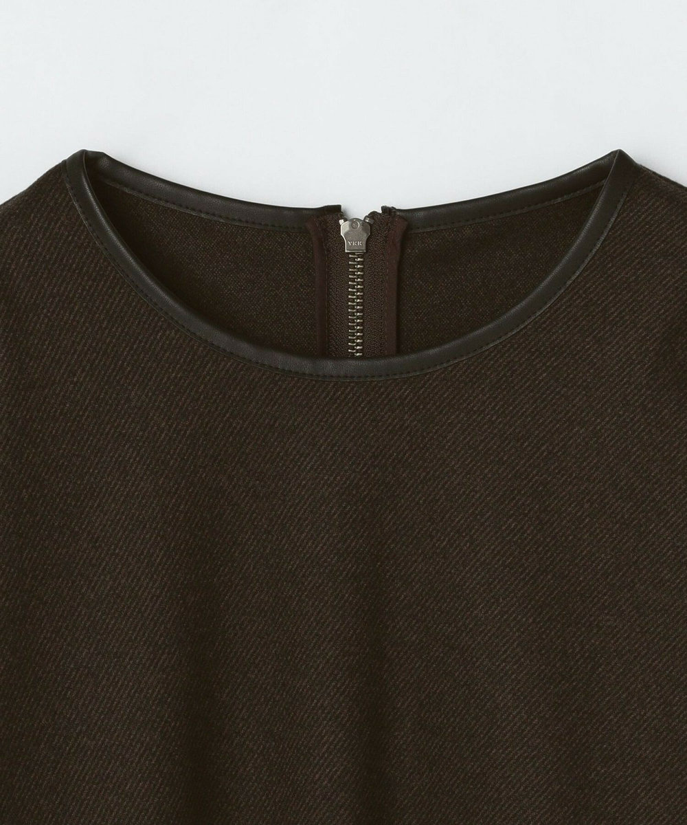 feerique Lサイズ（大きいサイズ） 【大きいサイズ】feerique 　フェイクレザーパイピングショートプルオーバー ブラック