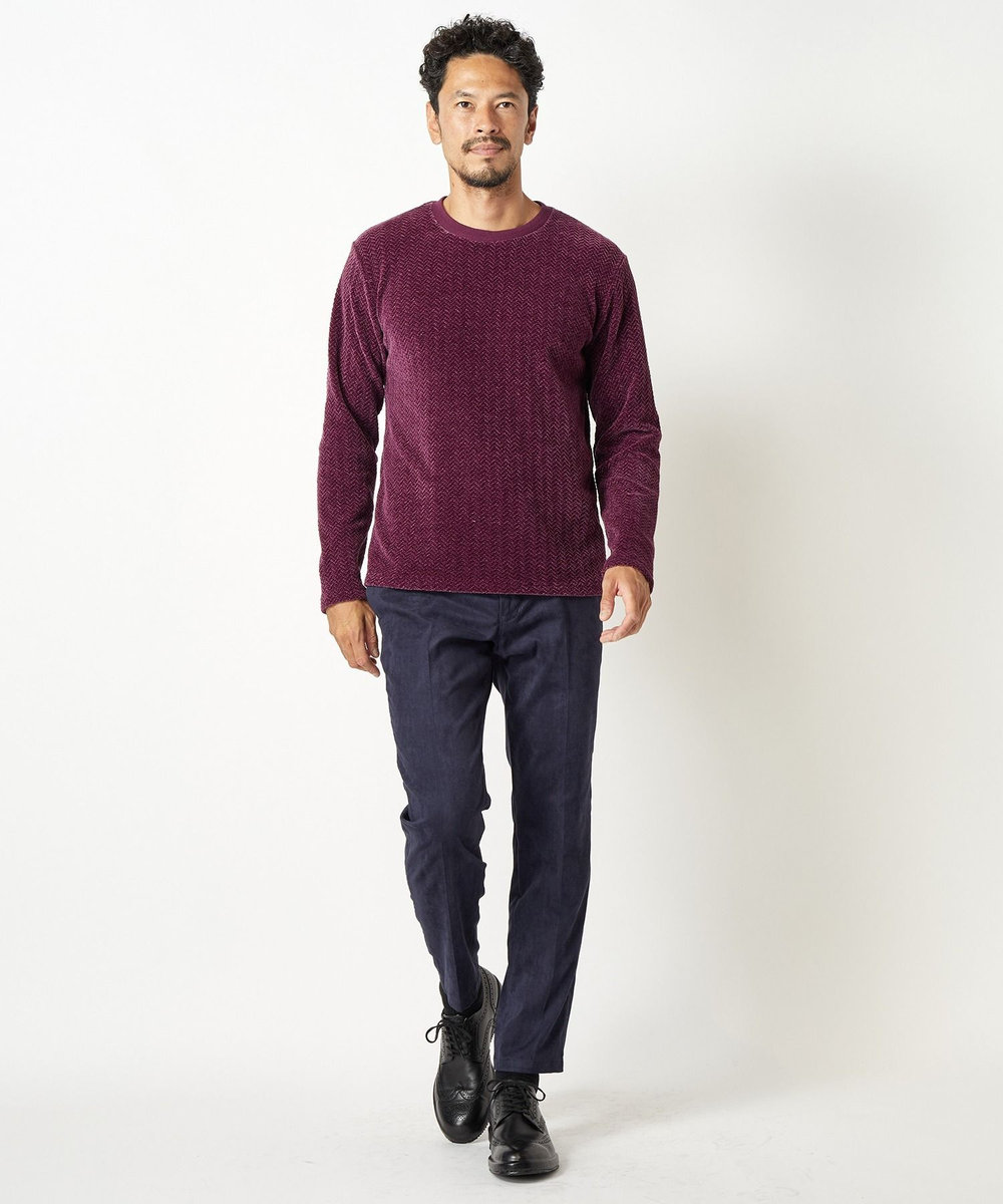 MEN'S BIGI モールジャガードクルーネックカットソー パープル