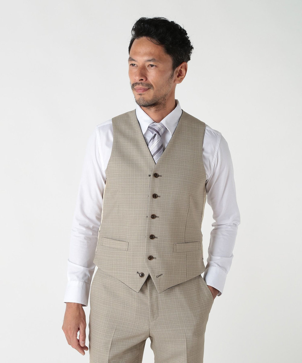 MEN'S BIGI ミックスヤーン/ポップサックリバーシブルベスト ベージュ