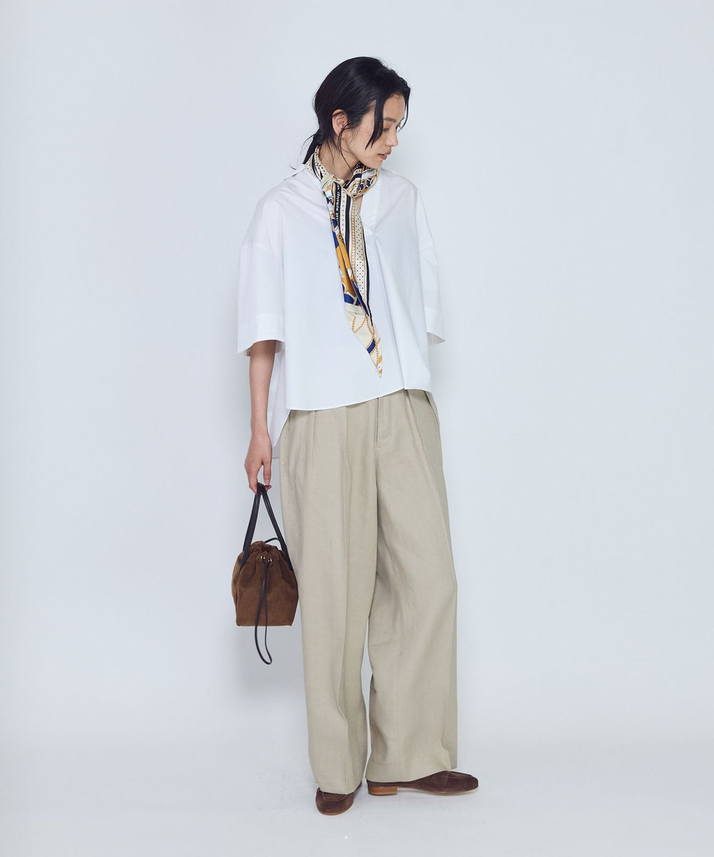 1er Arrondissement リネンペーパーへリンボングルカパンツ モカ