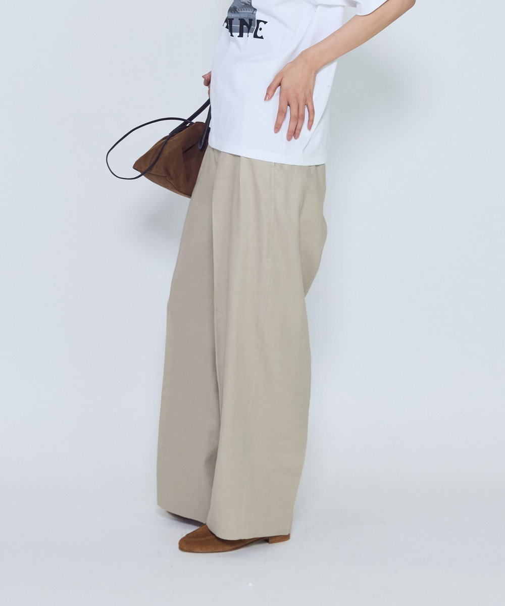 1er Arrondissement リネンペーパーへリンボングルカパンツ モカ