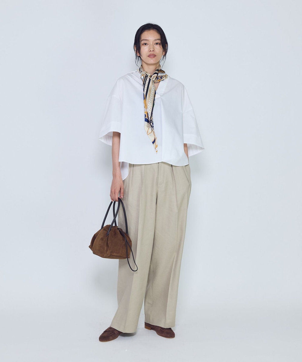 1er Arrondissement リネンペーパーへリンボングルカパンツ モカ
