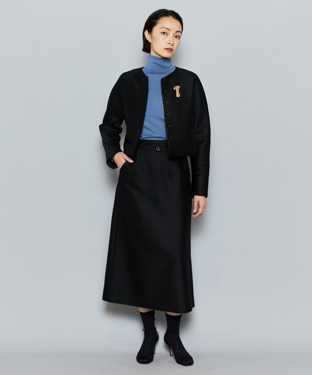 L'EQUIPE COUTURIER シルクウールツイルスカート ブラック