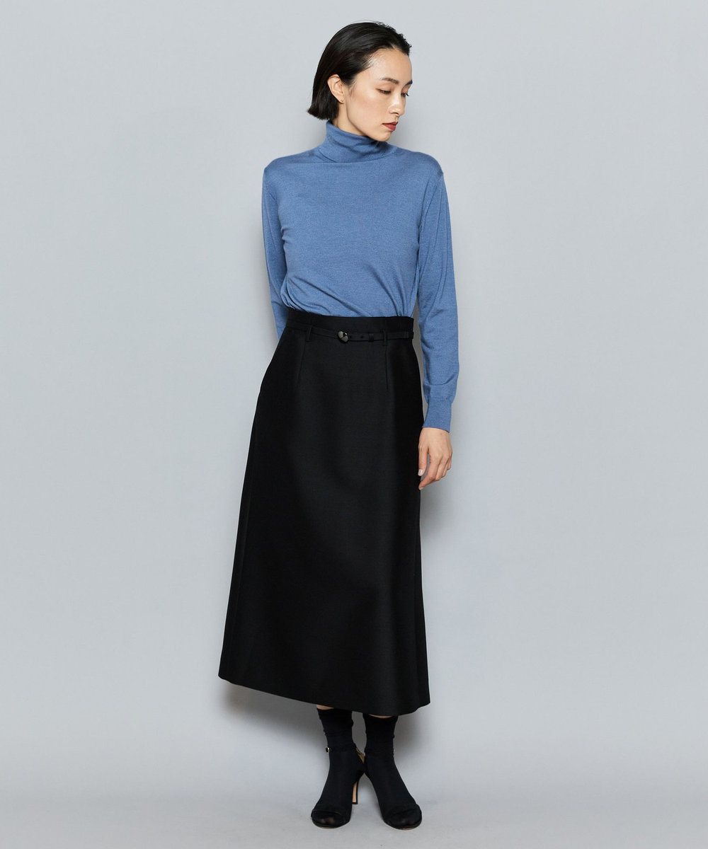 L'EQUIPE COUTURIER シルクウールツイルスカート ブラック