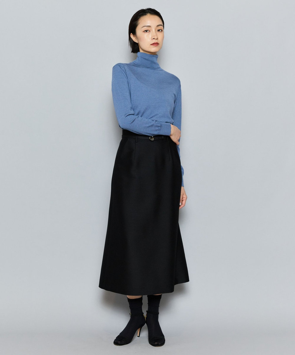 L'EQUIPE COUTURIER シルクウールツイルスカート ブラック