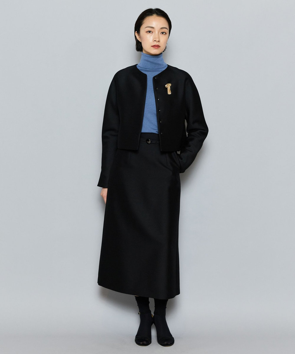 L'EQUIPE COUTURIER シルクウールツイルスカート ブラック