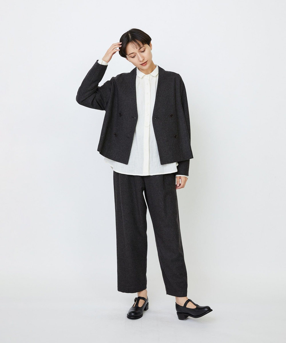 LOISIR エステルウールエターミンクロップドパンツ ブラウン