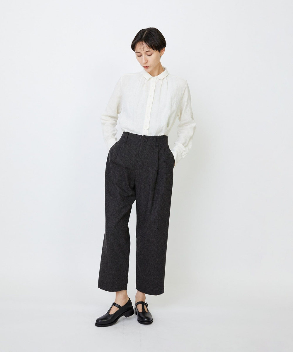 LOISIR エステルウールエターミンクロップドパンツ ブラウン