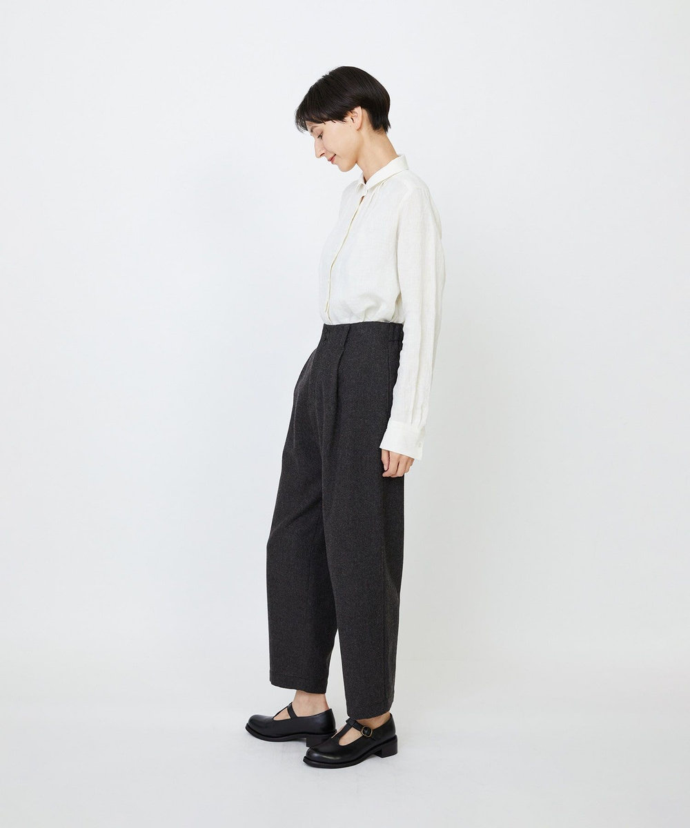 LOISIR エステルウールエターミンクロップドパンツ ブラウン