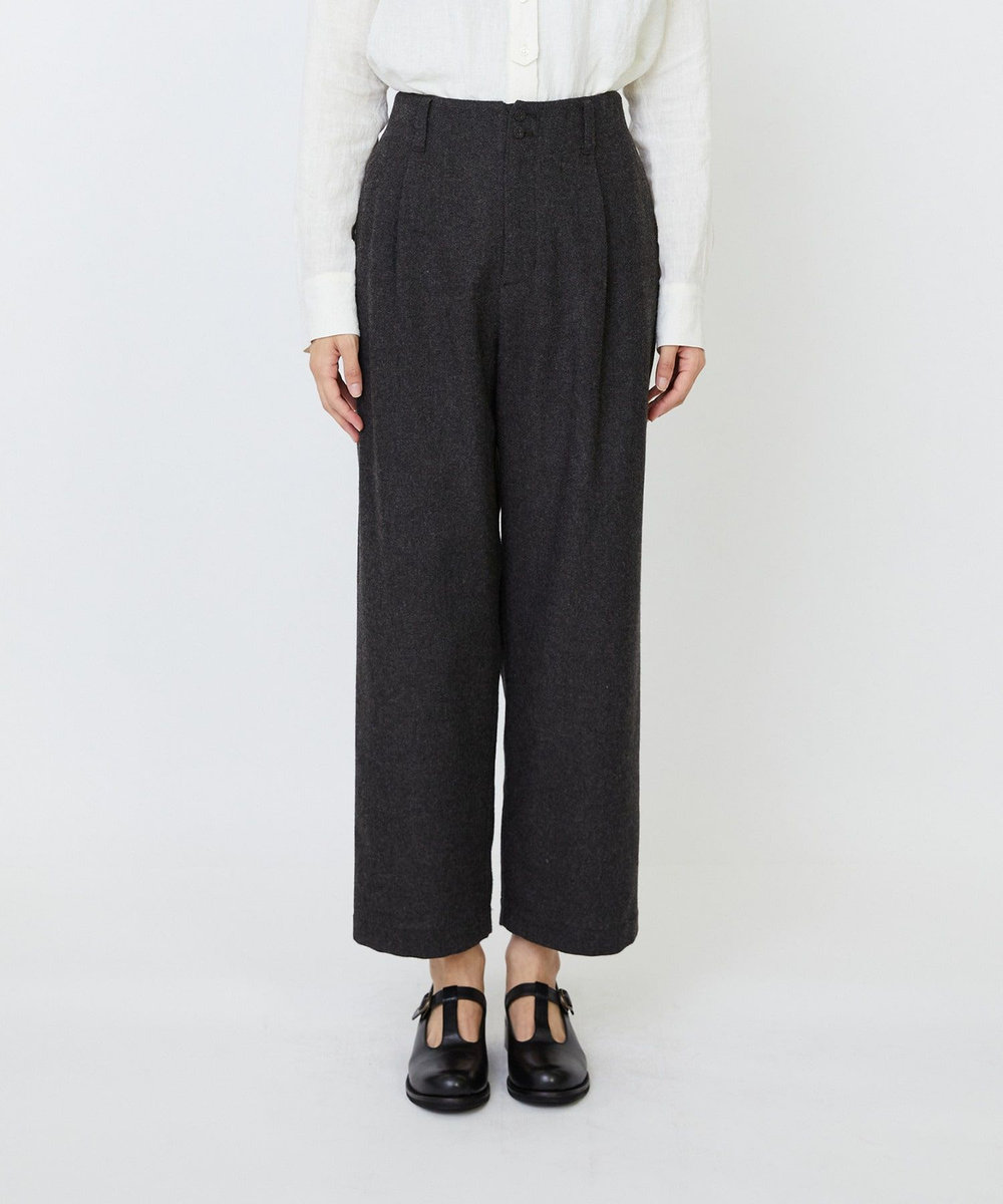 LOISIR エステルウールエターミンクロップドパンツ ブラウン