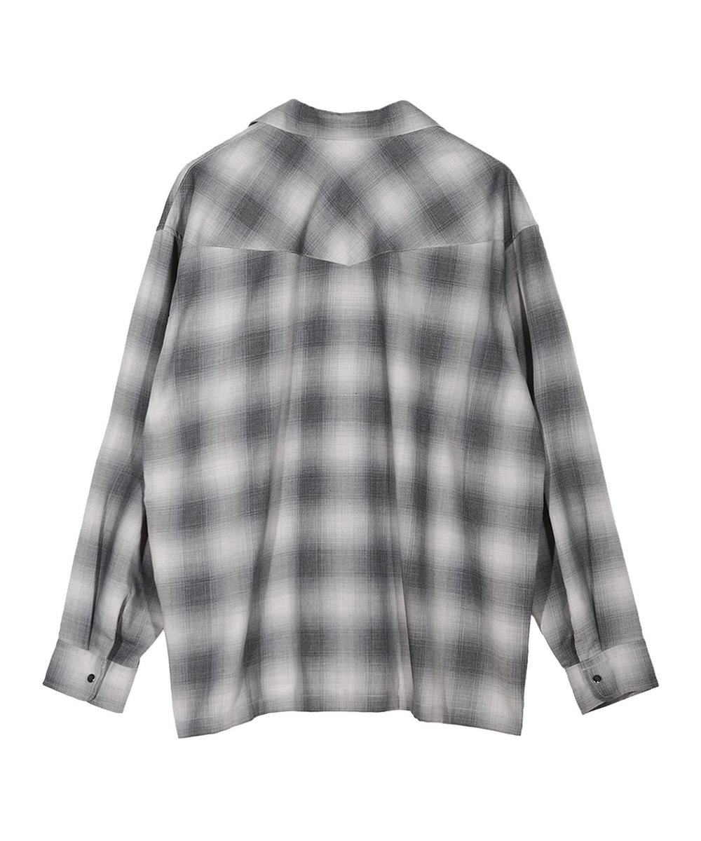 MEN'S BIGI オンブレーチェックヴィンテージ調シャツ ブラック