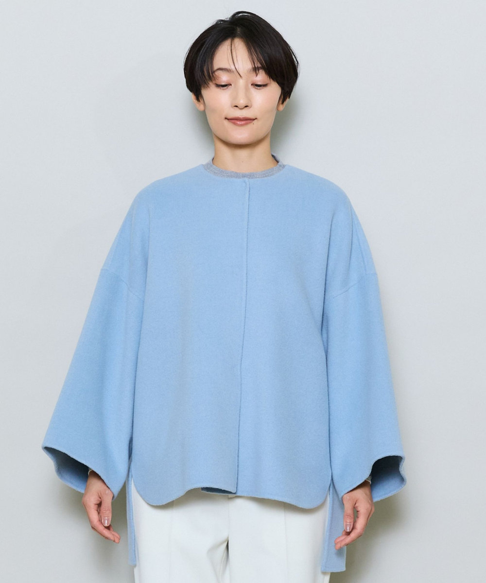 MOGA ウールリバーハーフコート ブルー