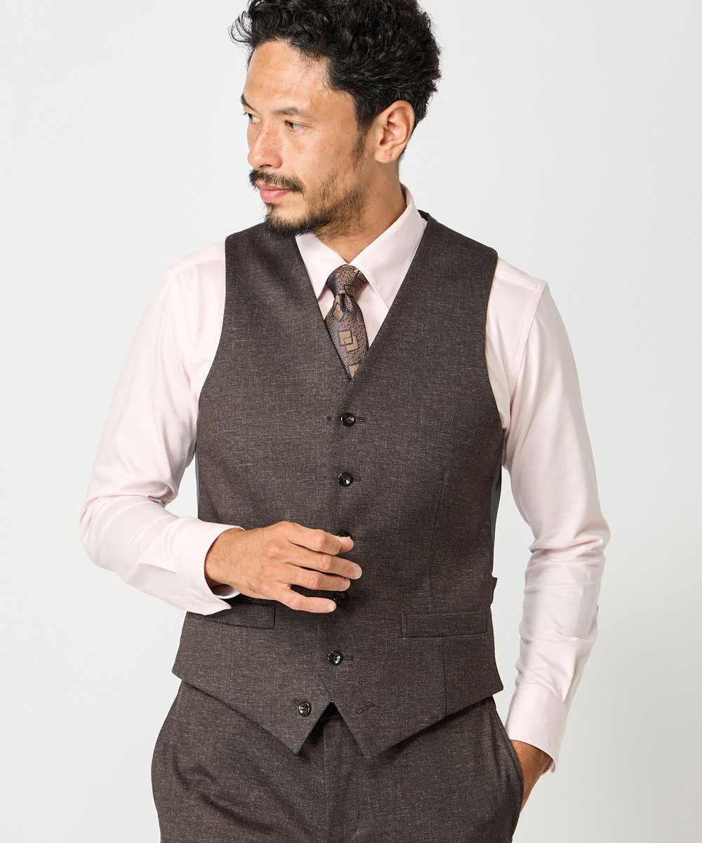 MEN'S BIGI 【ACTIVE TAILOR】エクストラTRジャージプリントベスト＜スリーピース対応＞ ブラウン