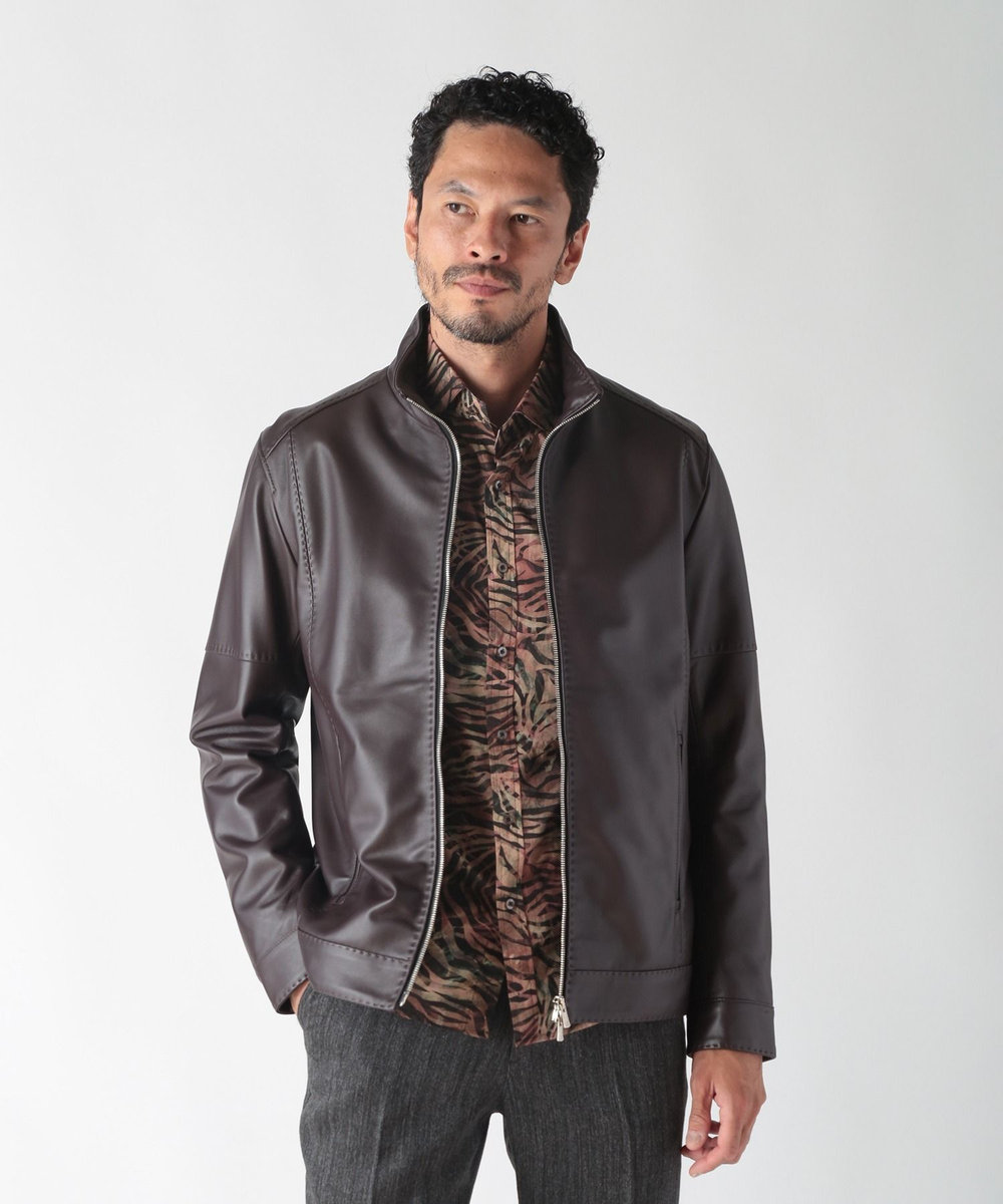 MEN'S BIGI エスニックLibertyプリントシャツ ブラウン