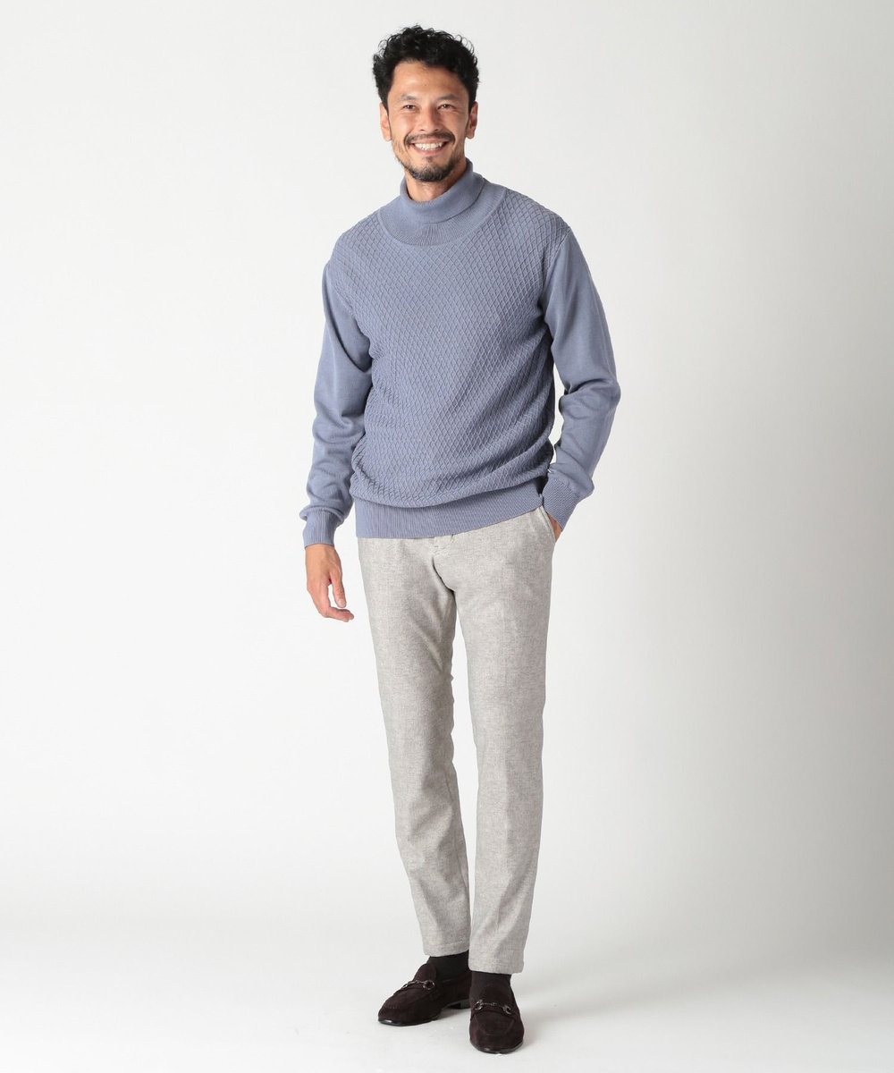 MEN'S BIGI 【ACTIVE TAILOR】ヒートパフォーマーツイード調プリントパンツ（セットアップ対応） ライトグレー
