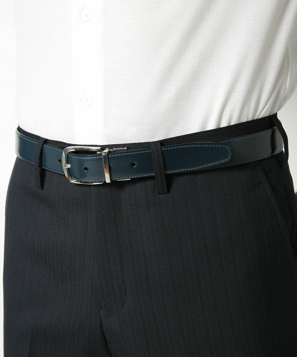 MEN'S BIGI アドバンレザーリバーシブルドレスベルト ネイビー