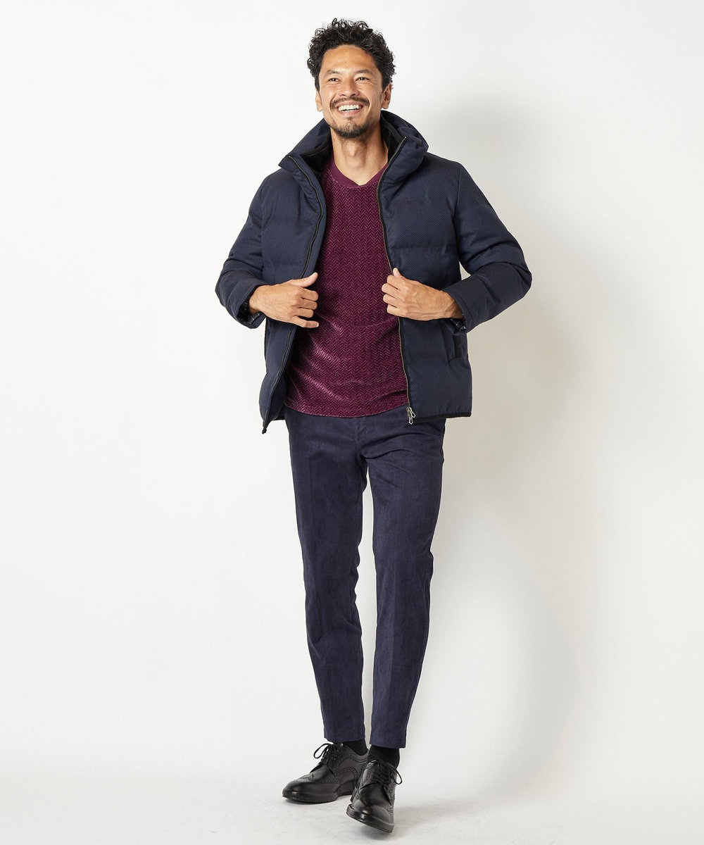 MEN'S BIGI モールジャガードクルーネックカットソー パープル