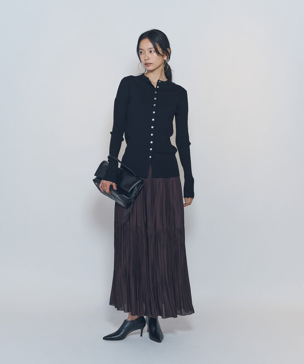 1er Arrondissement ワイドリブスキニーカーディガン ブラック