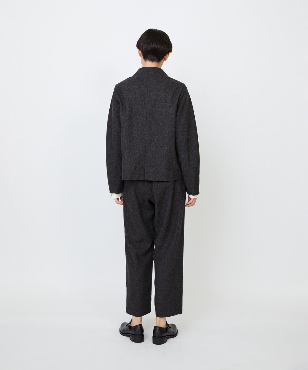 LOISIR エステルウールエターミンノーカラージャケット ブラウン