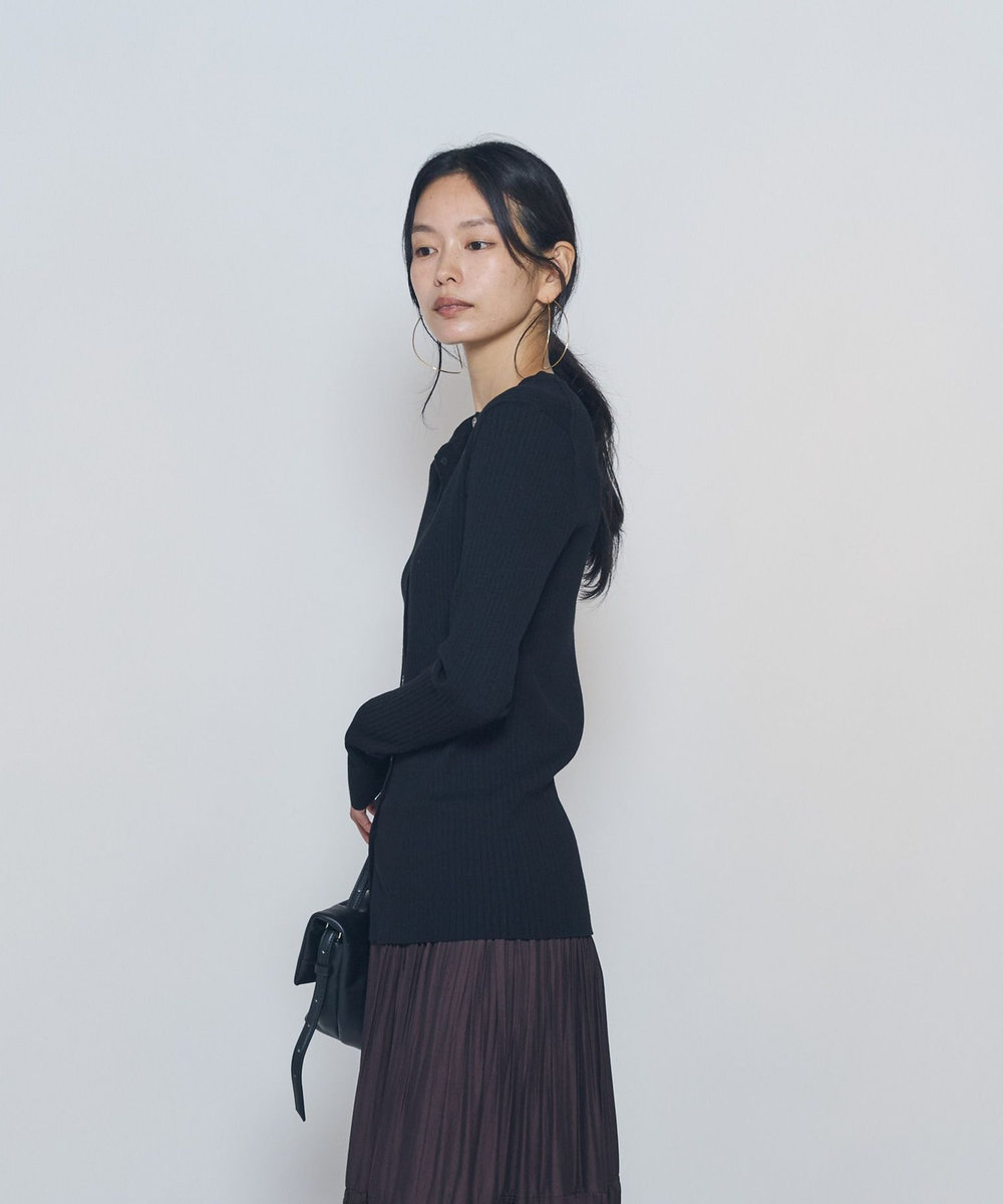 1er Arrondissement ワイドリブスキニーカーディガン ブラック