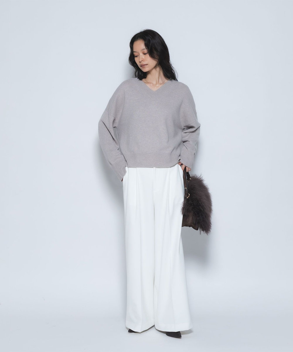 1er Arrondissement ライトダブルクロスワイドパンツ オフホワイト