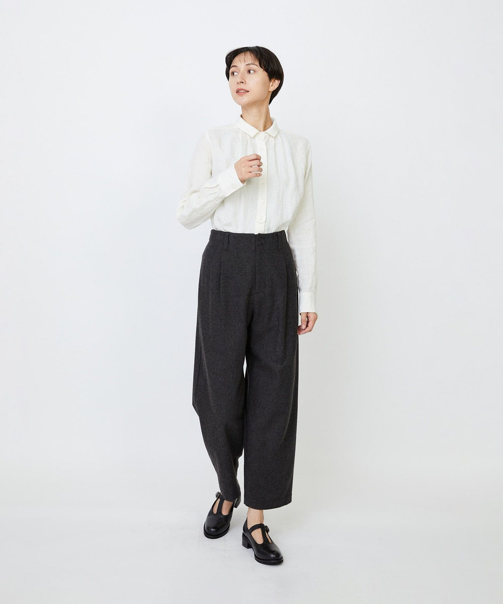 LOISIR エステルウールエターミンクロップドパンツ ブラウン