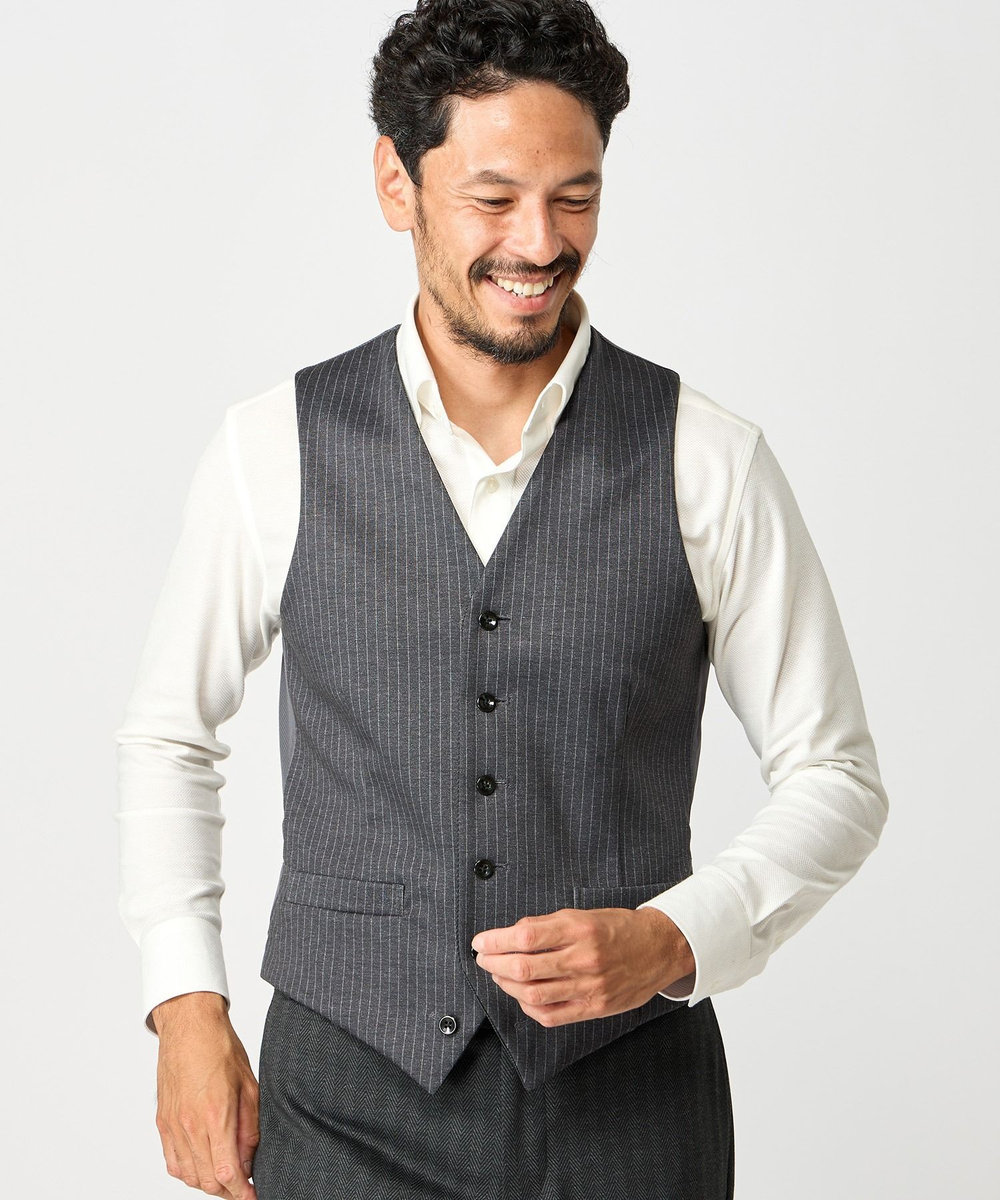 MEN'S BIGI 【ACTIVE TAILOR】エクストラTRジャージプリントベスト＜スリーピース対応＞ グレー