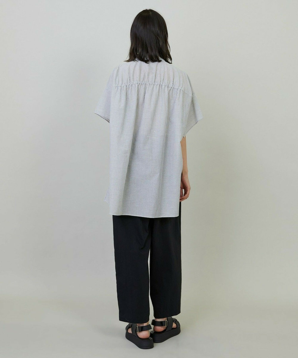 L'EQUIPE 綿和紙ボイルストライプシャツ グレー