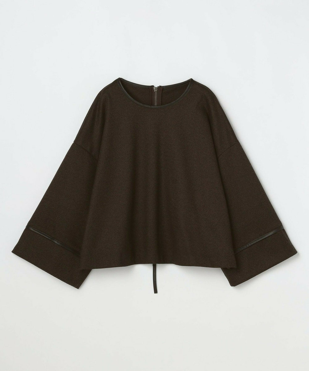 feerique Lサイズ（大きいサイズ） 【大きいサイズ】feerique 　フェイクレザーパイピングショートプルオーバー ダークブラウン