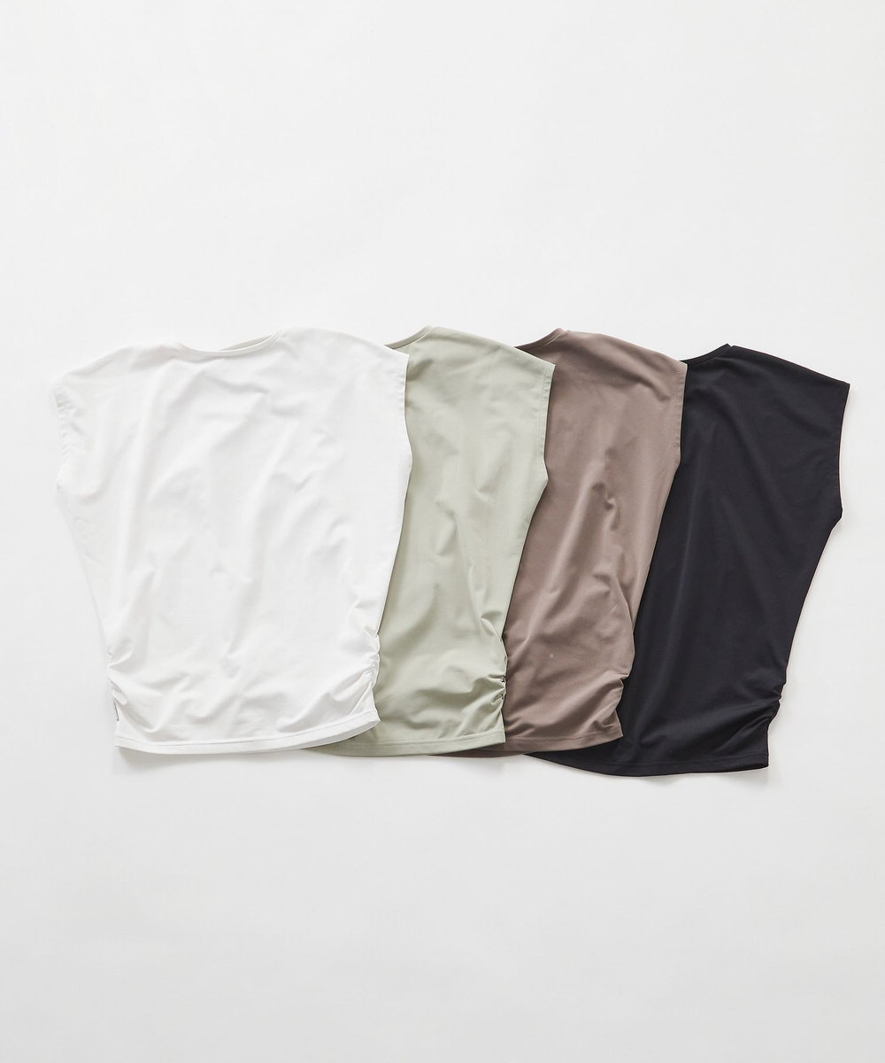 Julier 【定番】Ecocoフレンチスリーブトップス/エコ・UVカット・吸汗速乾・ハイストレッチ・ホットヨガ対応・ラッシュガード ホワイト