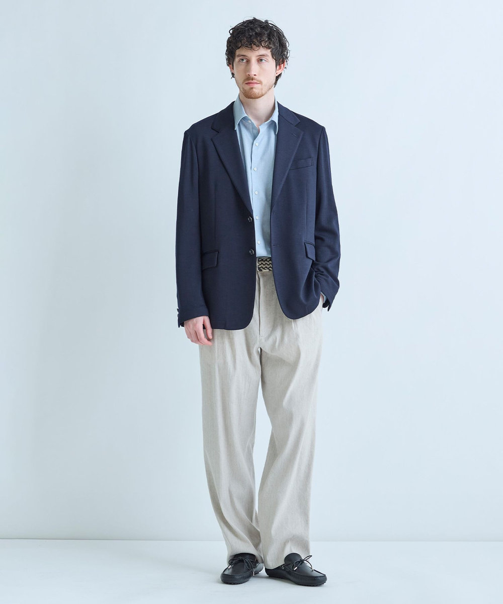 MEN'S BIGI トリアセリネン調ストレッチ カジュアルシャツ＜接触冷感/UVカット/ストレッチ/防シワ/EASY CARE＞ サックスブルー