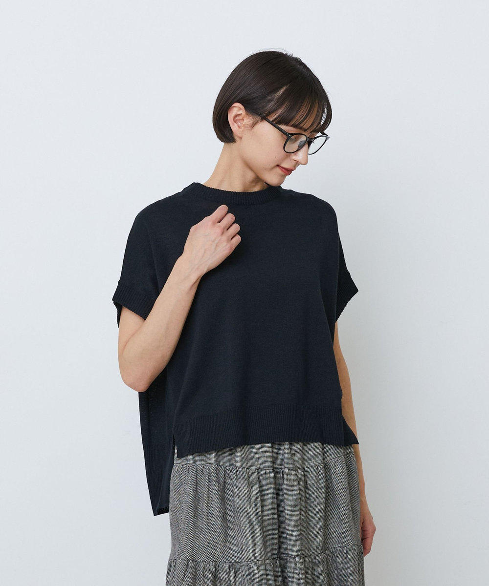 LOISIR 和紙コットン天竺プルオーバー ブラック