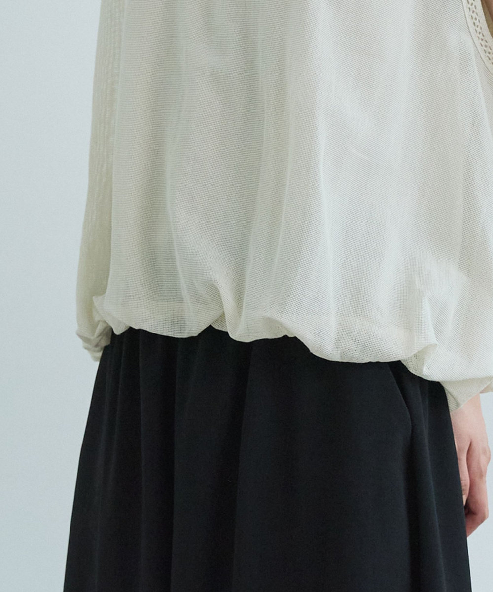 LOISIR インドコットンチュール刺繍バルーンブラウス ベージュ