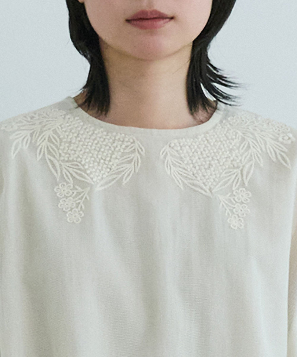 LOISIR インドコットンチュール刺繍バルーンブラウス ベージュ