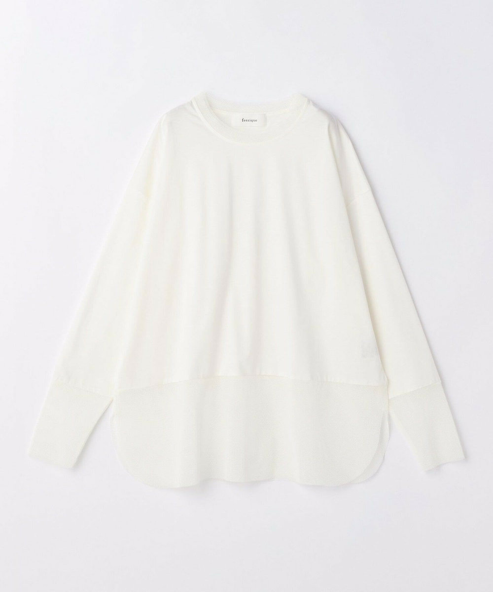 feerique Lサイズ（大きいサイズ） 【大きいサイズ】feerique 　メッシュドッキングプルオーバー オフホワイト