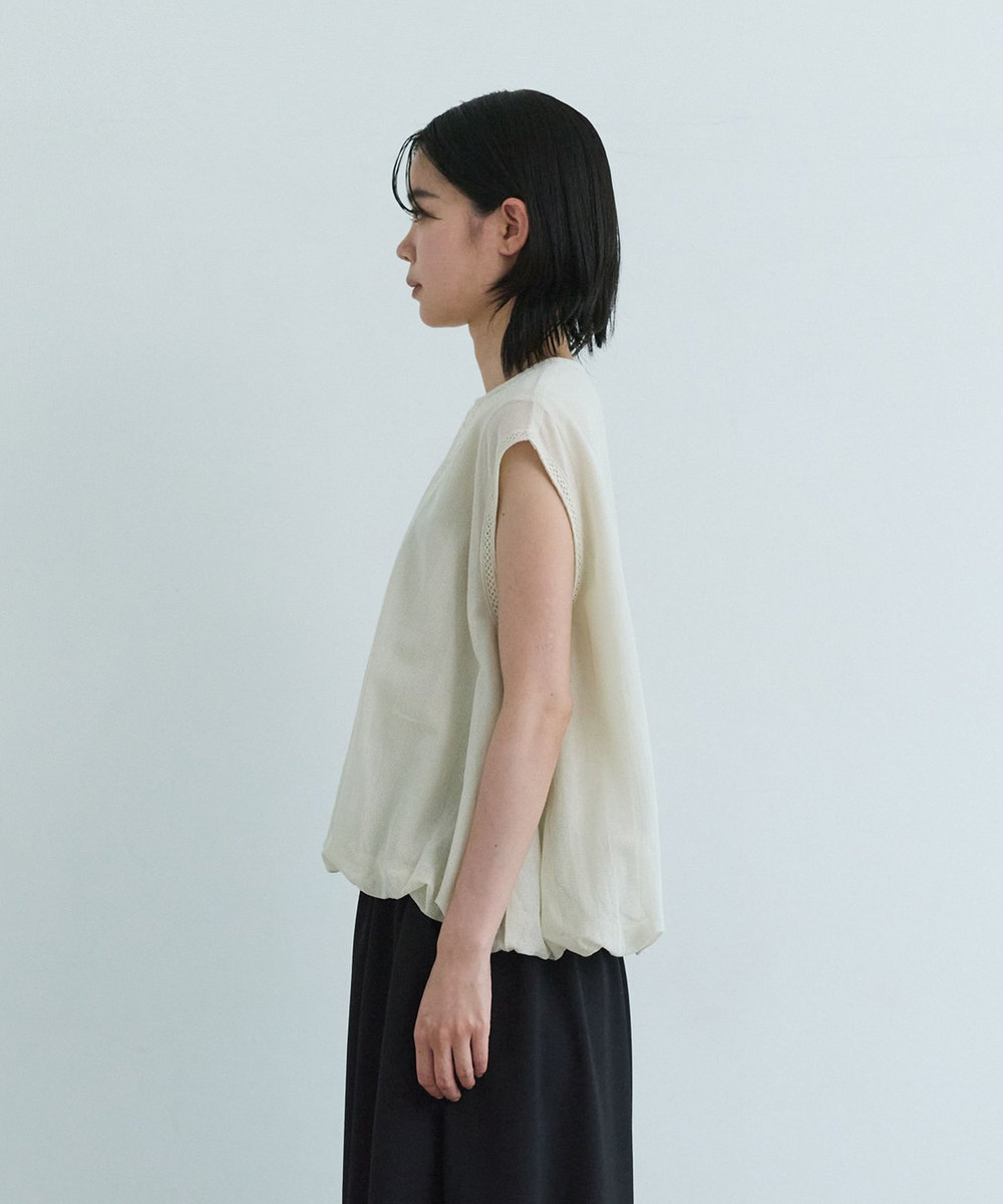 LOISIR インドコットンチュール刺繍バルーンブラウス ベージュ