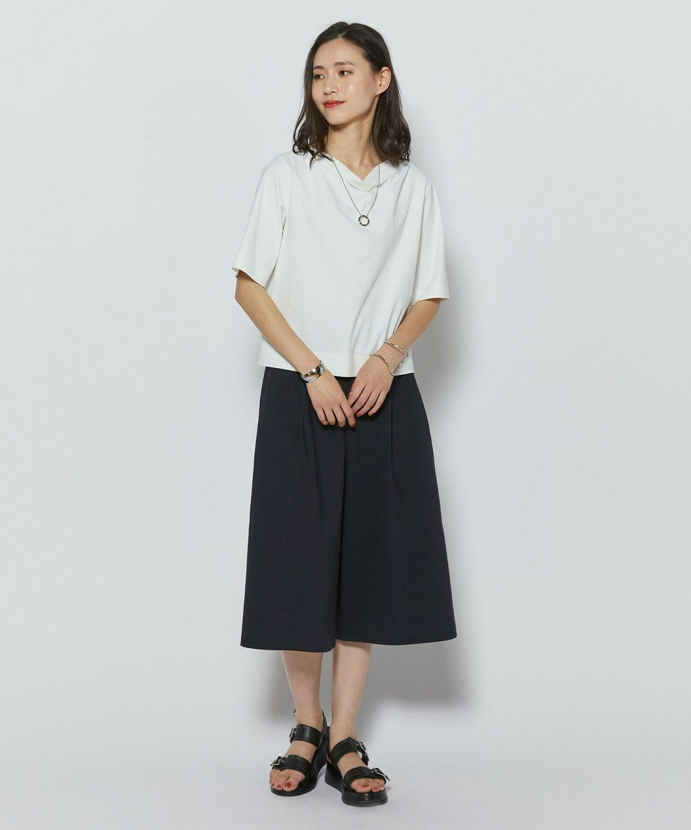 L'EQUIPE ［eclat 2026年5月号掲載商品］クリスピーリネンストレッチキュロットパンツ ネイビー