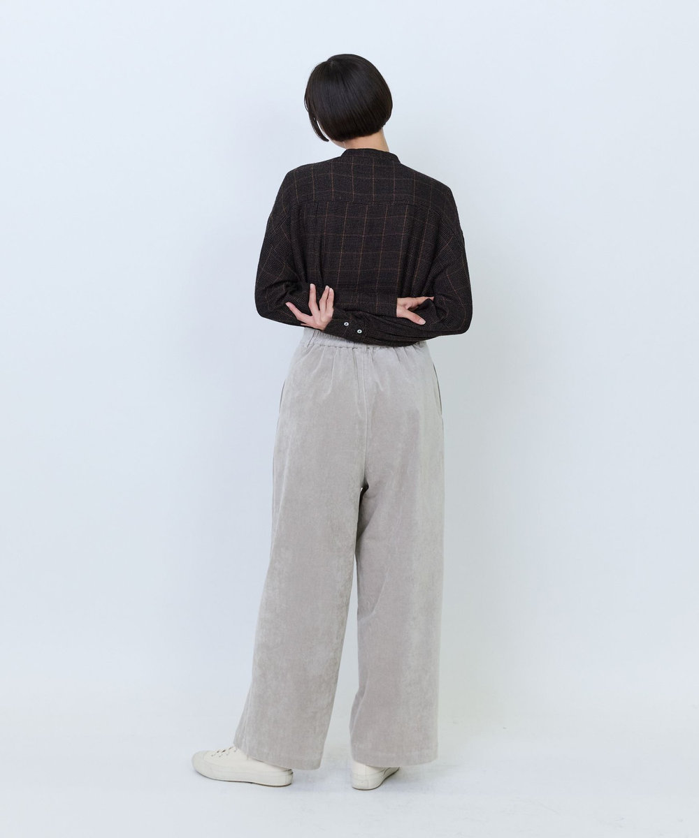 LOISIR シャンブレーベルベットセミワイドパンツ ベージュ