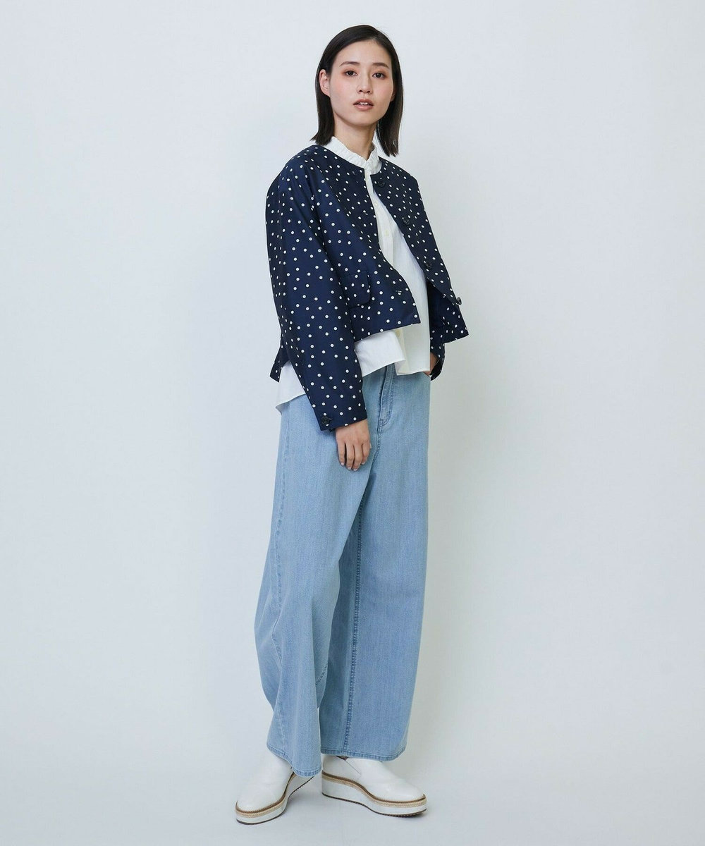 L'EQUIPE Lサイズ（大きいサイズ） 【大きいサイズ】ドットジャガードブルゾン ネイビー